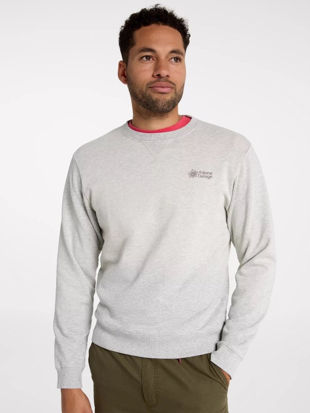 Alpine Design Men's French Terry Crew - Color: Medium Gray Heather